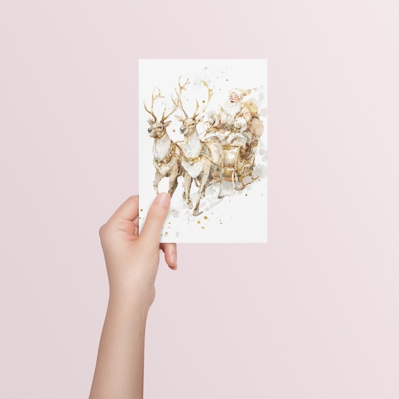 Watercolor Santa Claus Portrait Wall Art Print Poster, Unframed – Joyful Holiday - Picture 5 of 5